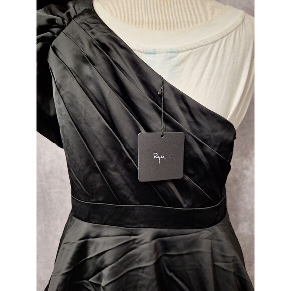 NEW Ryu One Shoulder Cocktail Dress Sz L Puff Sleeve A-Line Fairy Party Holiday - Picture 4 of 14